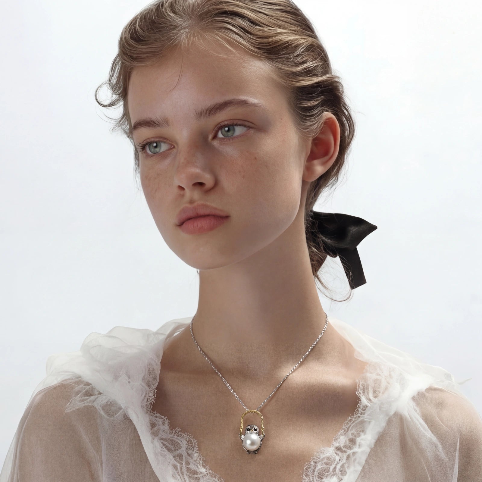 Wise Penguin Pearl Necklace